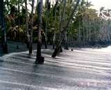 Black Sand Beach by Hawaiian Sea
