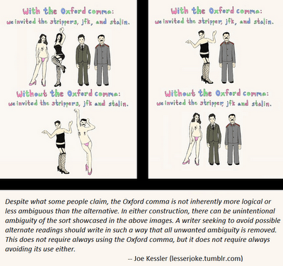 This graphic reminds me of a friend who proofread my book, missed some typos and added an ungodly number of optional commas.